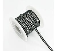 Self-Adhesive Rhinestone Diamond Ribbon Trim - 5 Yard Black Glass Strip With Bling Stickers for Hot Stamping on Glitter Shoes, Clothes - 0.4CM