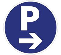 Self Adhesive Rigid Round Safety Sign Laminated Laminated Waterproof UV Resistant Parking Right Arrow Diameter 24cm