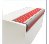 Self-Adhesive Rubber Stair Edge Protector Glow, Anti Slip Stair Edge Protector, Anti Slip Stair Corner Step Edge Protector Guard Glow in Dark, Width 5x2.5cm/1.97x1inch(Red,21.3ft)