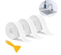 Self-Adhesive Sealant Tape, 11FT White Waterproof Caulk Strip, Mold-Proof Seal Strip for Kitchen, Bathroom, Toilet, Bathtub, Sink & Wall Corner (3 Rolls)