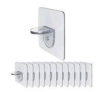 Self-Adhesive Shelf Support Hooks (10 Pack) - Heavy-Duty Transparent Wall-Mounted Brackets - No Drill, Tool-Free Shelf Holders - Damage-Free, Renter-Friendly, Easy DIY Installation