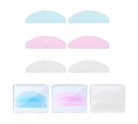 Self-Adhesive Silicone Lash Lift Shields For Eyelash Perming And Care - Ultra-Thin Reusable Eye Patches In Pink, Blue And Clear Glitter With Three Storage Cases, Six Pairs For Professional Salon Use