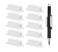 Self-Adhesive Silicone Pen Holder, 10 Pieces Pencil Clip with Adhesive Backing for Pen Marker, Clipboard Whiteboard Office Storage Accessories (White)