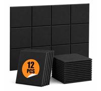 Self-Adhesive Sound Proofing Panels 30 x 30 1.7cm Acoustic Wall Panels Square Acoustic Wall Panel Sound Proof Foam Panel High Density Insulation for Recording Studio, Home, Offices (Black, 12Pack)