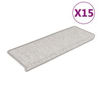 Vidaxl Stair Mats Self-Adhesive Sisal-Look 15 Pcs 65X21X4 Cm Grey And Beige