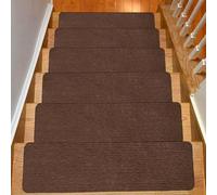 Self-Adhesive Stair Treads - 15 Pack, 20x76 cm Non-Slip Carpet Mats, Semi-Circular/Square Design, Durable Polyester/PVC for Safe Steps & Enhanced Traction