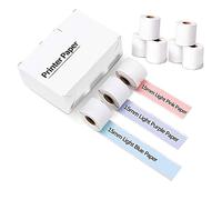 Self-Adhesive Thermal Paper, 3.5mx15mm Waterproof Printable Sticker Paper, Purple/Light Blue/Light Pink, Fit for Phomemo M02S/M02 Pro Printer (9 Rolls, 3 Rolls Each Color)