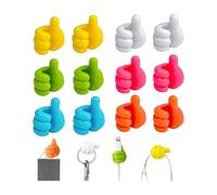 Self Adhesive Thumb Hook, 16 Pieces Creative Silicone Thumb Wall Hook Cable Clip Key Toothbrush Thumb Hook Holder for Data Cable Headphones Home Office Wall Storage Multifunctional Nail Free