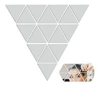 Self-Adhesive Tile Mirror Triangle Mirror Tiles Wall Decoration - Flexible Mirror Acrylic DIY for School Kitchen Bathroom Living Room Office Decoration 8.5 x 8.5 cm Pack of 20 Silver
