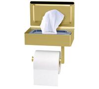 SAYONEYES Brushed Gold Toilet Paper Holder with Shelf and Storage - Premium Quality SUS304 Stainless Steel Flushable Wipes Holder - Screw and Adhesive Toilet Tissue Holder for Bathroom - Large