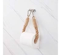 Self Adhesive Toilet Paper Holder Wall Mount, Wooden Rope Towel Ring Rack Rustic Toilet Tissue Paper Roll Holder Bathroom-yellow