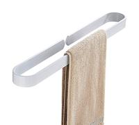 Self Adhesive Towel Bar Decorative Metal Bathroom Kitchen Hand Towel Hanger, Wall Mount Storage And Display Rack for Hand, Dish, And Bath Towels, Aluminum,White,40cm