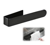 Self Adhesive Towel Holder, Hand Towel Rail No Drilling Single Arm for Bathroom Kitchen Sink Bedroom Stick on Wall Organiser and Storage Modern Design 37cm Stainless Steel (1Pack, Matt Black)