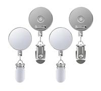 Self Adhesive Towel Hook | 4 Pieces Clip Hook with Automatic Return | with 65 cm Retractable Lanyard and Towel Clip | for Keys Bathroom Restaurant Kitchen Towel