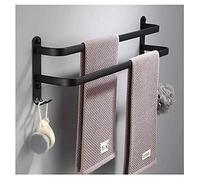 Self Adhesive Towel Rail - Towel Rails Wall Mounted Bathroom Towel Rail Space Aluminum Towel Double Bar Rail Matte Black Towel Rack Towel Hanger Towel Holder Bathroom Accessories