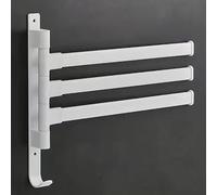 Self Adhesive Towel Rail Wall Mounted, Towel Rack with 3 Swivel Bars, Towel Rail for Bathroom Kitchen, Stick on Towel Holder, Towel Rail Towel Bar with Glue,Screws, Towel Holder White