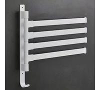Self Adhesive Towel Rail Wall Mounted, Towel Rack with 4 Swivel Bars, Towel Rail for Bathroom Kitchen, Stick on Towel Holder, Towel Rail Towel Bar with Glue,Screws, Towel Holder White
