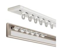 Self-Adhesive Ultra-Thin Curtain Track, Aluminum Ceiling Curtain Rail - Silent Sliding Rail for Living Room, Bedroom, Room Divider. No-Drill Adhesive Mounting (White, 200 CM)