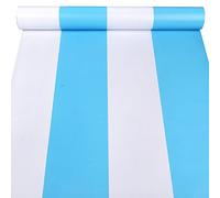 Self Adhesive Vinyl Light Blue and White Stripe Peel and Stick Wallpaper Shelf Liner for Walls Nursery Girls Bedroom Cabinets Dresser Drawer Furniture Decal Removable Waterproof 17.7x117 Inches