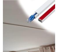 Self-Adhesive Wall Corner Cable Hider 2 Pcs, Featuring Press-to-Lock Sliding Raceway Square Cords, Cables Management Kit For Desk/Baseboard(White,W 12 MM H 7 MM)