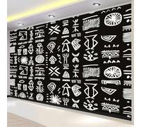 Self Adhesive Wall Mural Wallpaper African Tribe Photo Wallpaper Vintage Text 3D Effect Art Poster for Living Room Bedroom Home Decoration 150x105 cm A-7543