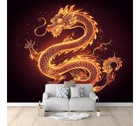 Self Adhesive Wall Mural Wallpaper Chinese Dragon Photo Wallpaper Oriental 3D Effect Art Poster for Living Room Bedroom Home Decoration 200x140 cm A-4518