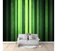 Self Adhesive Wall Mural Wallpaper Geometric Stripes Photo Wallpaper Green Stripes 3D Effect Art Poster for Living Room Bedroom Home Decoration 150x105 cm A-7914