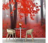 Self Adhesive Wall Mural Wallpaper Maple Leaves Photo Wallpaper Autumn Landscape 3D Effect Art Poster for Living Room Bedroom Home Decoration 300x210 cm A-8204