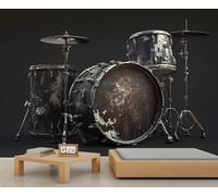 Self Adhesive Wall Mural Wallpaper Music Theme Photo Wallpaper Retro 3D Effect Art Poster for Living Room Bedroom Home Decoration 300x210 cm A-7910