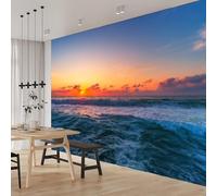 Self Adhesive Wall Mural Wallpaper Sea Photo Wallpaper Sunset Landscape 3D Effect Art Poster for Living Room Bedroom Home Decoration 250x175 cm A-8455