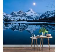 Self Adhesive Wall Mural Wallpaper Snowy Mountain Photo Wallpaper Lake Scene 3D Effect Art Poster for Living Room Bedroom Home Decoration 400x280 cm A-6400