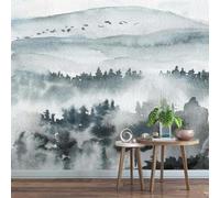 Self Adhesive Wall Mural Wallpaper Woodland Photo Wallpaper Mountains 3D Effect Art Poster for Living Room Bedroom Home Decoration 350x250 cm A-8107