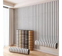 Self-Adhesive Wall Panels with Wood Look, 2mm Thick Wallpaper with Wood Look, Acoustic Wood Panels, 3D Waterproof Effect Scandinavian for Living Room, Office,Light Grey,8 Rolle 300x40cm