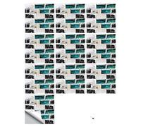 Self Adhesive Wall Tiles Green, Black, White Square Tile Stickers Self Adhesive Wall Tiles Stick On Wall,Waterproof Oil-Proof Art,for Kitchen Bathroom Stairs,Fireplace Wall 15X15Cm