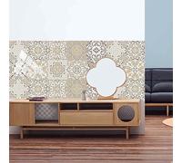Self Adhesive Wall Tiles Grey Beige Moroccan Peel and Stick Tiles Kitchen Backsplash PVC Oilproof Waterproof Tile Stickers for Bathroom Decoration 30x30cm /10 Pcs