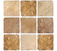 Self Adhesive Wall Tiles Stickers - 10 PCS Brown Stone Cream Moroccan Mosaic Style Kitchen Wall Art DIY Tiling Traditional Vintage Design Peel and Stick Tile Paint Stick on Tiles (New Brown)