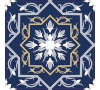 Self Adhesive Wall Tiles Stickers - 18 PCS Moroccan Mosaic Style Kitchen Wall Art DIY Tiling Traditional Vintage Design Peel and Stick Tile Paint (New Mixed Blue 7)