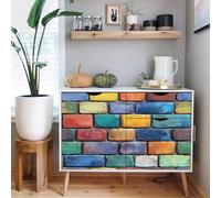 self-Adhesive Wallpaper 44wX100Lcm Color Stripes self Adhesive Wallpaper Ideal for Flat, Smooth Surfaces, Perfect for Creating a Cozy Atmosphere in bedrooms or Living Rooms Z261829