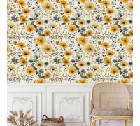 self- Adhesive Wallpaper 44wX100Lcm Red Flowers Peacock Stick and Peel Wallpaper Ideal for Flat, Smooth Surfaces, Perfect for Creating a Cozy Atmosphere in bedrooms or Living Rooms Z260558