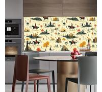 self-Adhesive Wallpaper 44wX500Lcm Colorful Flowers and Green Leaves Thick Wallpaper Create a Stylish, Modern Look with a Adhesive Covering for Your Bedroom or Office Z261135