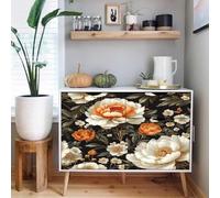 self-Adhesive Wallpaper 44wX500Lcm Vintage Red Rose with Green Leaves Thick Wallpaper Create a Stylish, Modern Look with a Adhesive Covering for Your Bedroom or Office Z261098