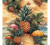 Self Adhesive Wallpaper Beach with Palm Trees Peel and Stick Wallpaper Pineapple Painted Pattern Vinyl Film 17.3"x118" Contact Paper Sticky Back Plastic for Bedroom Living Room Bathroom