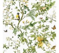 Self Adhesive Wallpaper Birds Flowers, 44 x 500 cm Green Pastoral Tree Branch and Leaf Pattern Wallpaper Floral Bird Butterfly Self Adhesive Furniture Wrap for Living Room,Bathroom,Cabinets,Bedroom