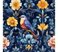 Self Adhesive Wallpaper Birds Flowers Peel and Stick Wallpaper Plants Art Painting Pattern Vinyl Film 17.3"x118" Contact Paper Sticky Back Plastic for Bedroom Living Room Bathroom