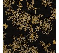 Self Adhesive Wallpaper Black and Gold,44 x 1000 cm Black Floral Wallpaper Flowers Birds Leaf Plants Butterfly Forest Wall paper Boho Self Adhesive Furniture Wrap for Living Room,Bathroom,Cabinets