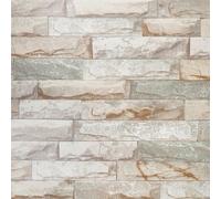 Self Adhesive Wallpaper Brick Stone Effect Wallpaper for Kitchen Walls Vinyl Film Wall Stickers Paper Roll for Bedroom & Living Room 45x300cm (Beige Brown Natural SLATS B1067-1)