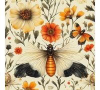 Self Adhesive Wallpaper Butterfly Bee Flowers Vinyl Wrap Contact Paper Waterproof & Stain-Resistant with Wet Wipe Cleaning for Cabinet Countertops Pantries Bathroom Walls Wallpaper 40 cm x 3 m
