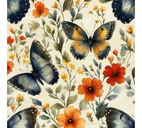 Self Adhesive Wallpaper Butterfly Flowers Grass Vinyl Wrap Contact Paper Waterproof & Stain-Resistant with Wet Wipe Cleaning for Cabinet Countertops Pantries Bathroom Walls Wallpaper 40 cm x 3 m