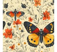 Self Adhesive Wallpaper Butterfly Flowers Peel and Stick Wallpaper Insects Vintage Pattern Vinyl Film 17.3"x236" Contact Paper Sticky Back Plastic for Bedroom Living Room Bathroom