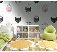 Self Adhesive Wallpaper Cat Crown Cartoon Wallpaper 45×300Cm Waterproof Peel and Stick Wallpaper Removable Sticky Back Plastic Living Room Bedroom Wall Furniture Vinyl Film